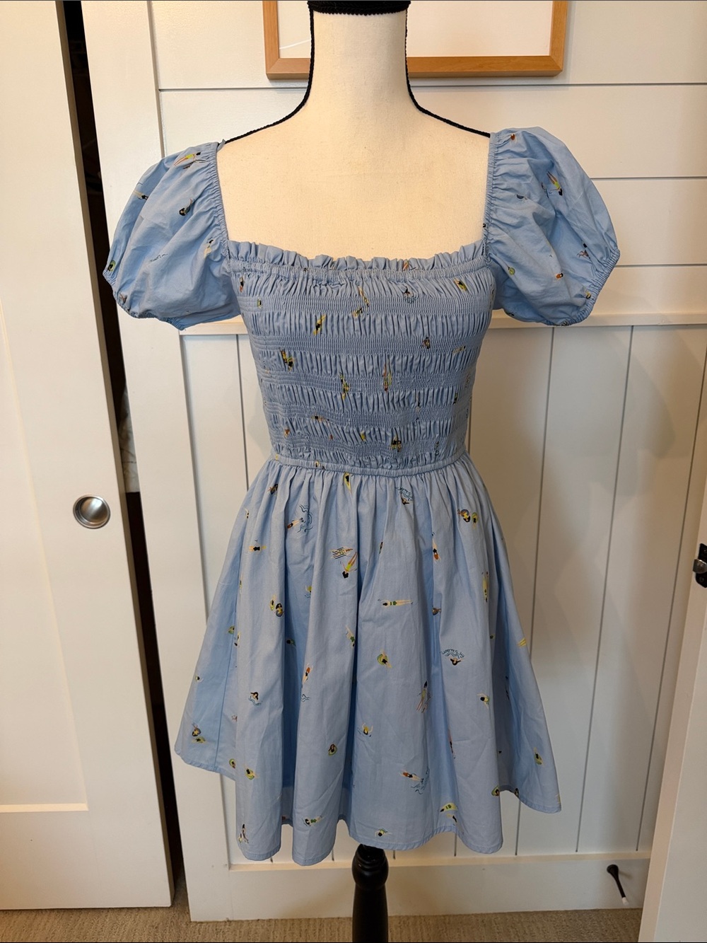 BNWT Light Blue Puff-Sleeve Smocked' Dress